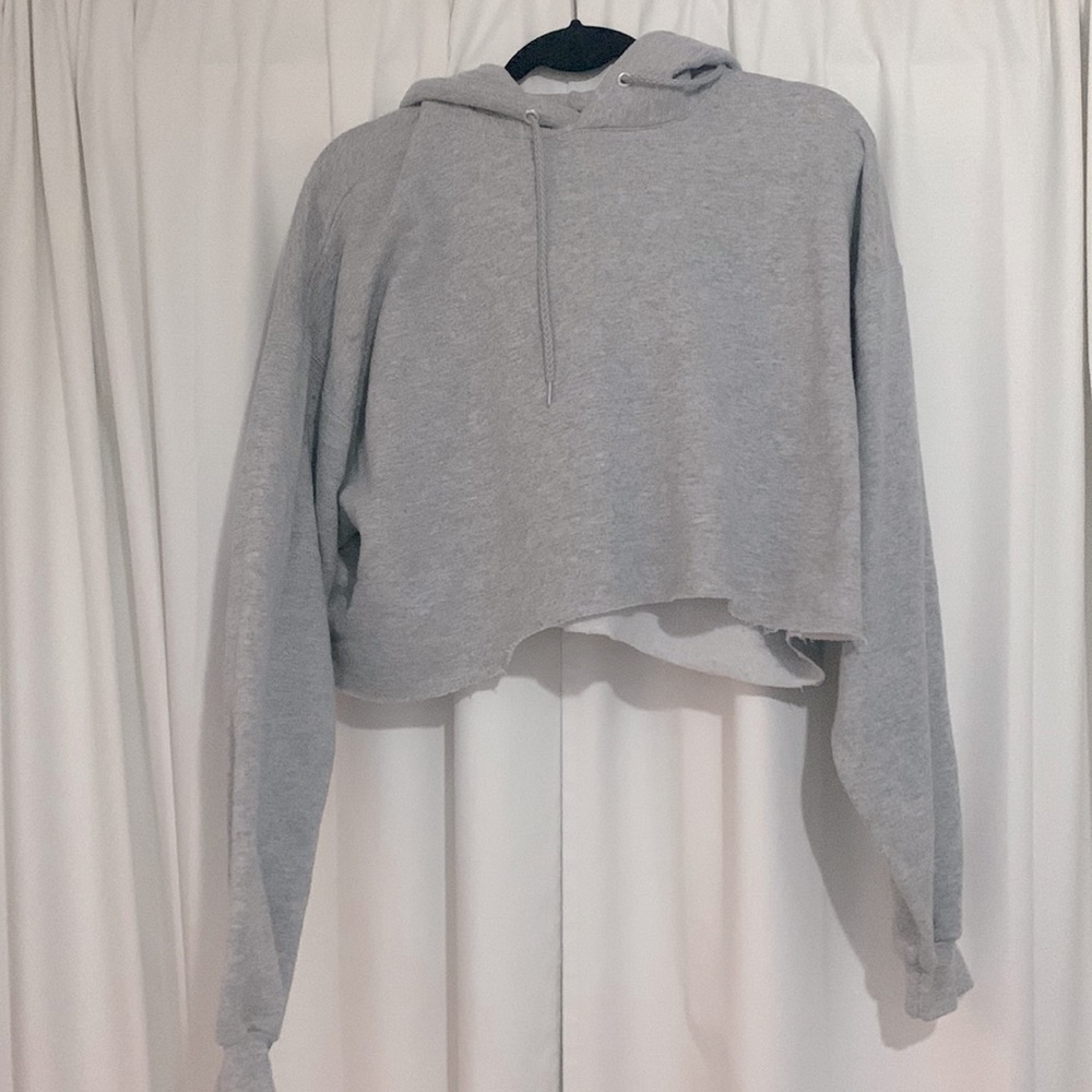 Grey Cropped Hoodie